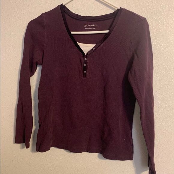 St. John's Bay Tops - ST. JOHN’S Bay Small‎ Purple and White Long Sleeve